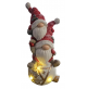 Babbi Natale su Palla Statua Decorazione Natalizia 56 cm Addobbo LED