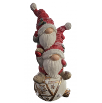 Babbi Natale su Palla Statua Decorazione Natalizia 56 cm Addobbo LED