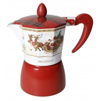 Caffettiera Moka Natale Natalizio 3 Tazze BRANDANI Christmas Tartan