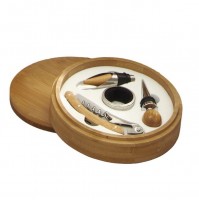 Cofanetto REGALO Set Vino in Legno Bamboo Brandani Tappo Cavatappi Salvagoccia