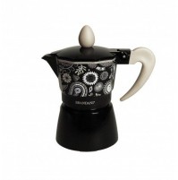 Moka Caffettiera Macchina Caffè BRANDANI Shanti Nero 1 Tazza in Alluminio NUOVO