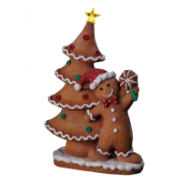 Omino Biscottino Statua Decorazione Natalizia 45 cm Addobbo LED con Albero