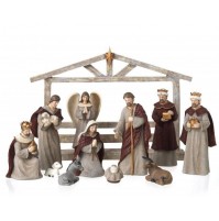 Presepe Presepio Natività con Capanna 10 Personaggi Sacra Famiglia Natale