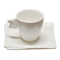 Scherzer Set 6 Tazze Tazzine Caffè in Porcellana Bianco Top Square Coffee Cups