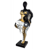 Scultura Statua Donna Ballerina Botero 138 cm Oro Bianco Nero Figura in Resina