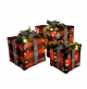 Set 3 Pacchi Regalo Doni Albero di Natale Tartan LED a Batterie Natalizio Rosso