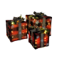 Set 3 Pacchi Regalo Doni Albero di Natale Tartan LED a Batterie Natalizio Rosso