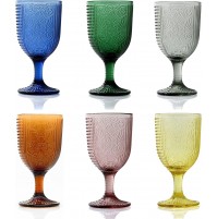 Set Servizio 6 Calici Bicchieri Colorati ARLECCHINO in Vetro Acqua Vino Tavola