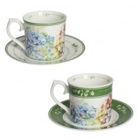 Set Tazza Tazzina Caffè per 2 Persone BRANDANI Flora Fiori Servizio Colazione