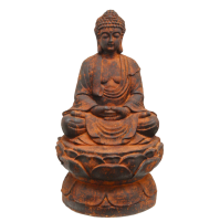 Statua Scultura Religiosa BUDDHA Seduto 70 cm Rosso Buddhismo Buddah Budda